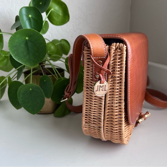 J. McLaughlin Bernice Leather/Wicker Saddle Crossbody - Picture 11 of 13